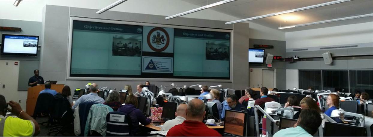 A flood response training session at the Emergency Operation Center