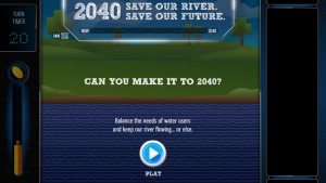 The interactive game, Texas 2040, lets players test their hand at choosing the right options to keep the population supplied with water and the river flowing full.