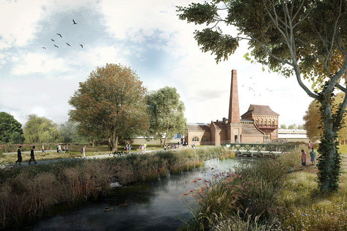 An artist’s impression showing the  Marine Engine House at Walthamstow Wetlands as it will look when the funding is invested. Walthamstow Wetlands will be Europe’s largest urban wetland reserve. Forest-700